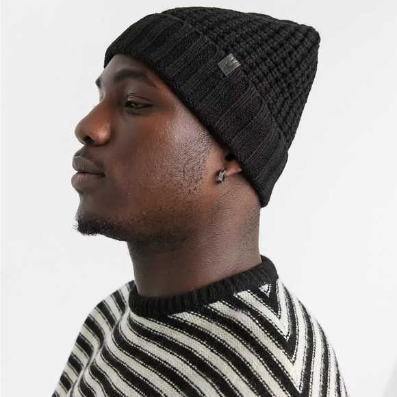 All Saints Unisex Thermal Stich Wool Blend Knit Beanie Dusty Olive Green - Picture 10 of 10